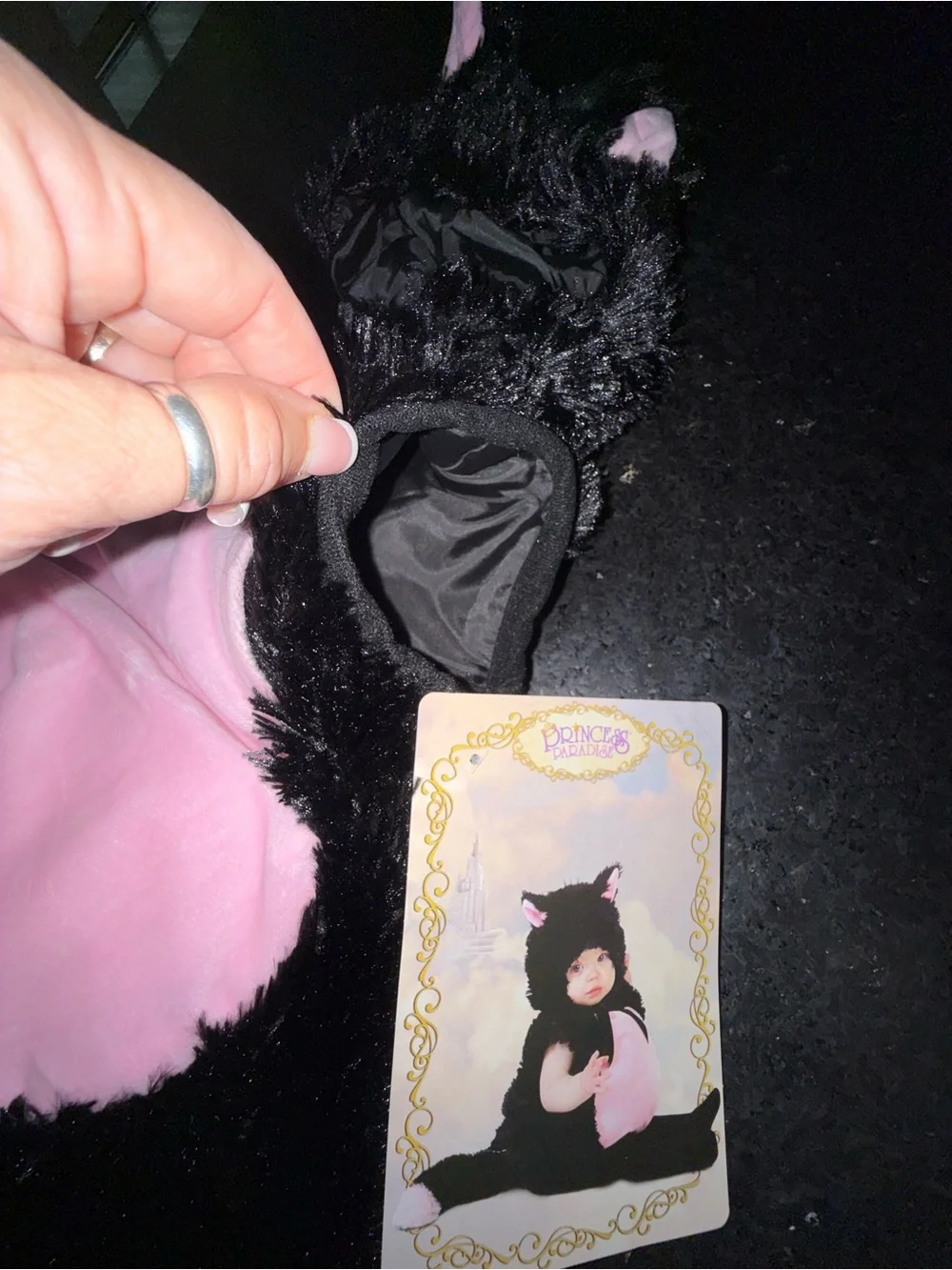 PRINCESS PARADISE Infant FUZZY Plush Black & Pink Kitty Cat Costume 6-12 Months